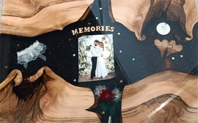A European and American Walnut Memory Table.